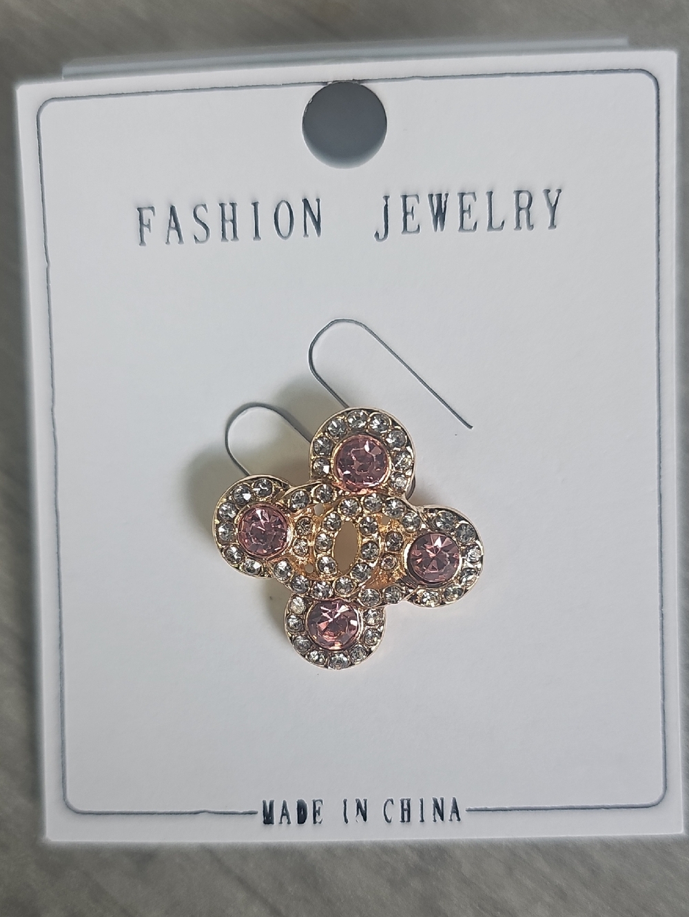 Fashion Jewelry Gold-Tone BROOCHE/PIN with Pink and Clear Crystals. BRAND NEW
